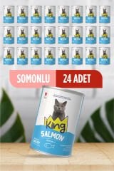Sos İçerisinde Et Parçacıklı Somonlu Kedi Konservesi 400 gr X 24 Adet