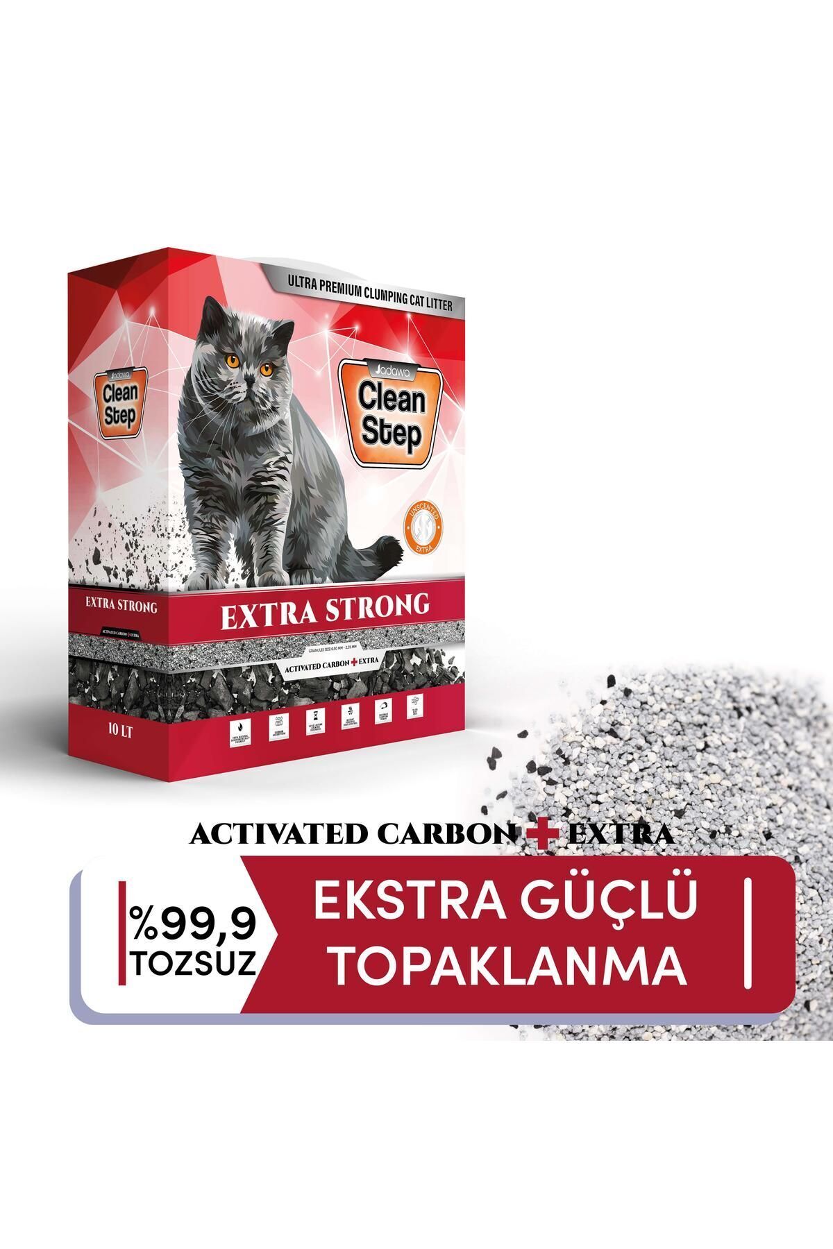 Clean Step Extra Strong Ekstra Aktif Karbonlu Süper Güçlü Topaklanan Kokusuz (parfümsüz) Ince Tane B