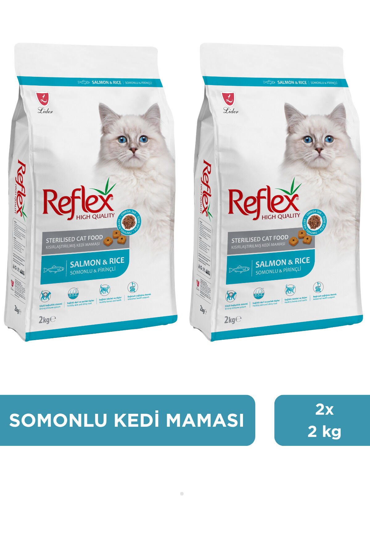 Kısırlaştırılmış / Sterilised Somonlu ve Pirinçli Kedi Maması 2 kg x 2