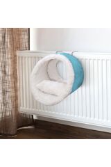 Kalorifer Üstü Askılı Yastıklı Peluş Kedi Yatağı 42 cm (Turkuaz&Beyaz)
