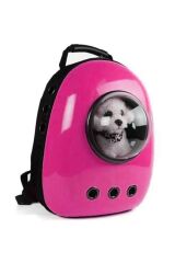 Astronot Kedi Köpek Taşıma Çantası 43x23x29 Cm Fuşya