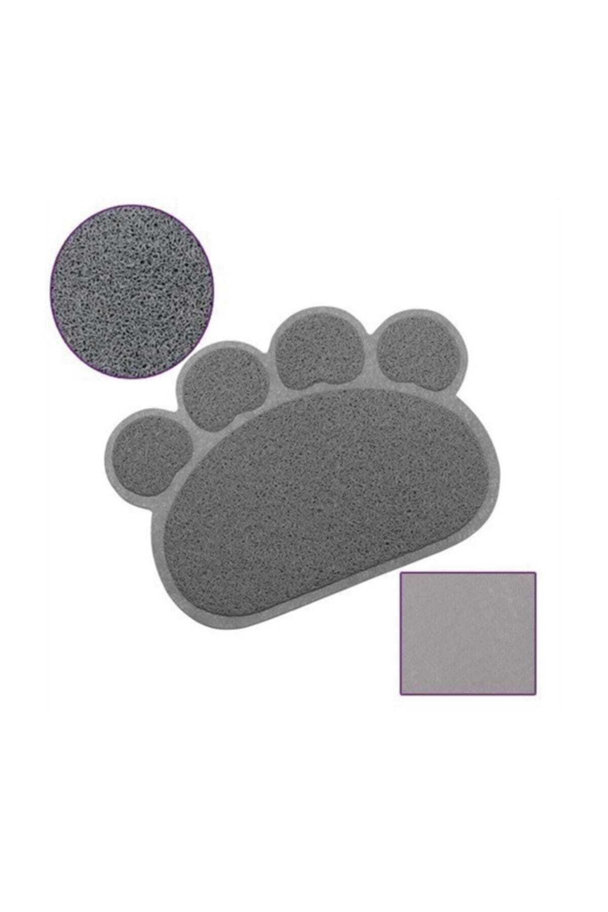 Cat Litter Tuvalet Kabı Önü Pati Figürlü Kedi Paspası Gri