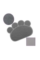 Cat Litter Tuvalet Kabı Önü Pati Figürlü Kedi Paspası Gri